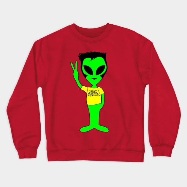 Peace Alien - Wolverines Animal Fan T-Shirt Crewneck Sweatshirt by EDDArt